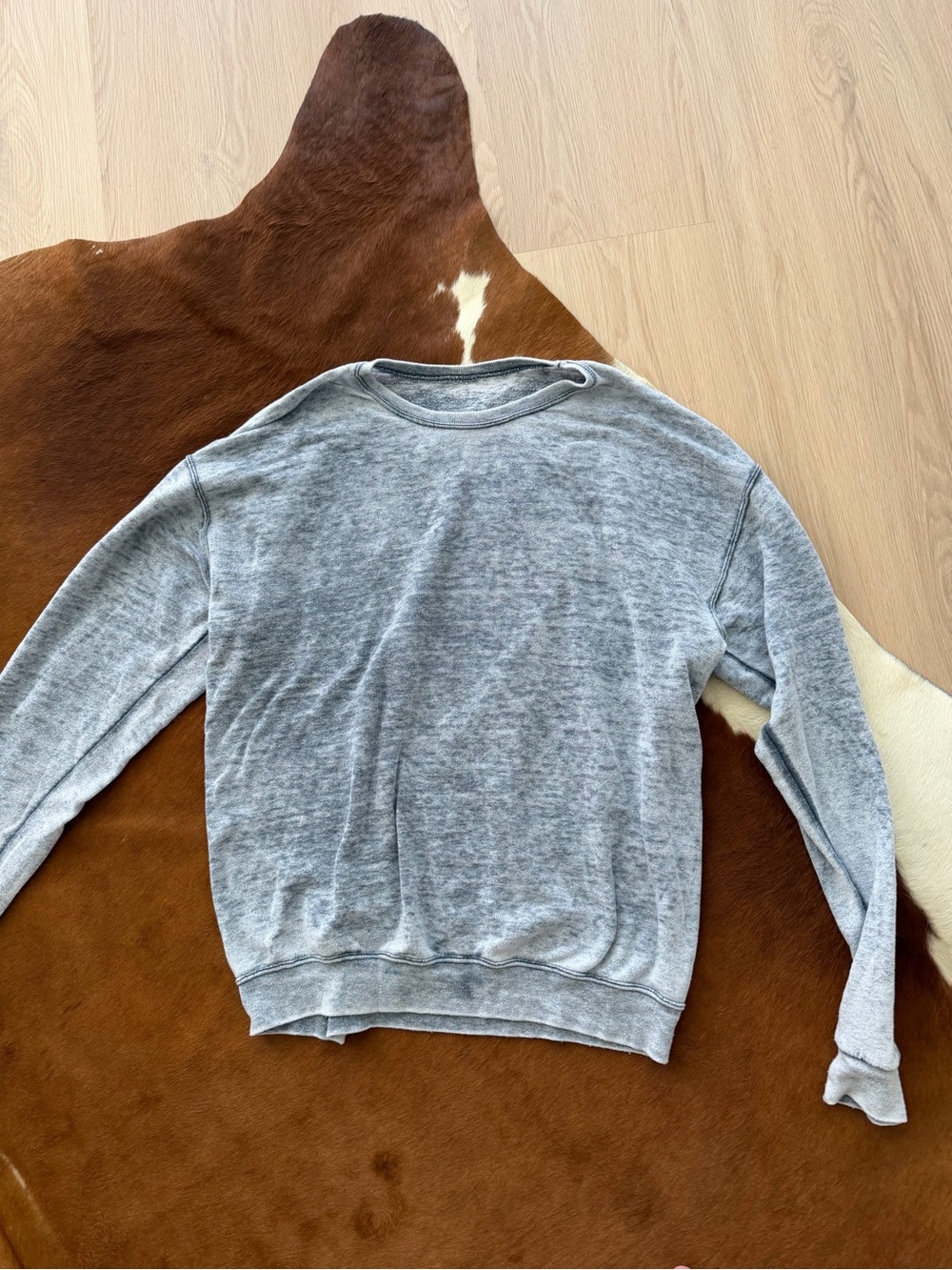 Gray blue acid wash crewneck sweatshirt